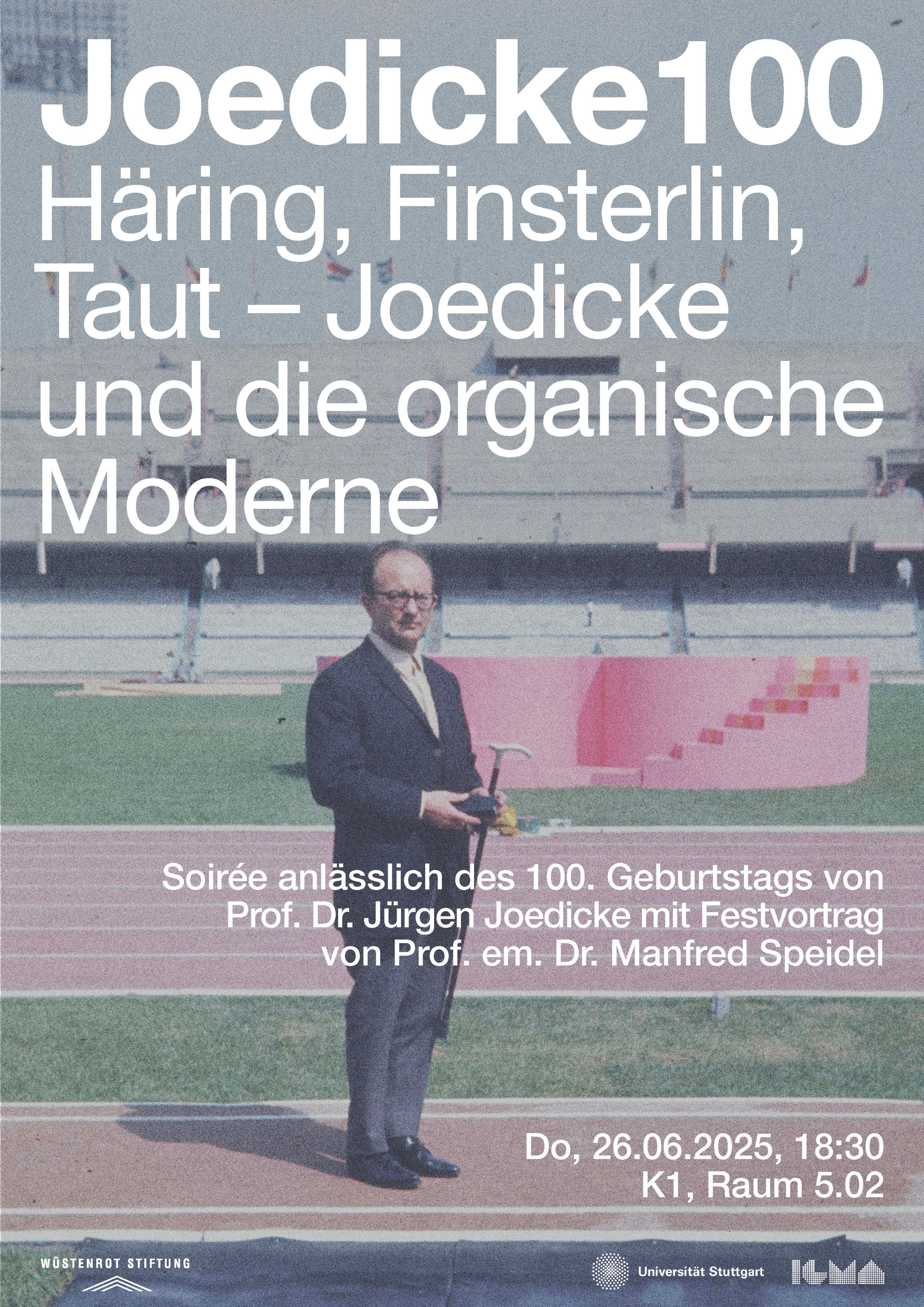 Plakat mit Jürgen Joedicke und Einladung zum Vortrag.